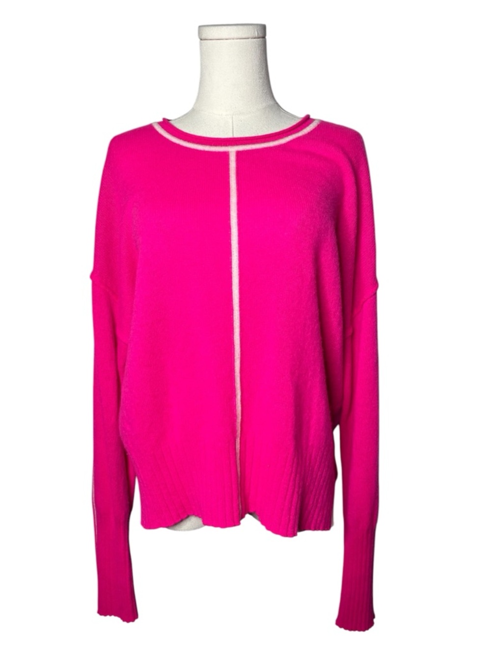 Alashan Hot Pink Crewneck Cashmere Sweater Size Large